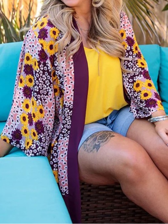 LuLaRoe Other - LuLaRoe Maroon & Peach Floral Duster